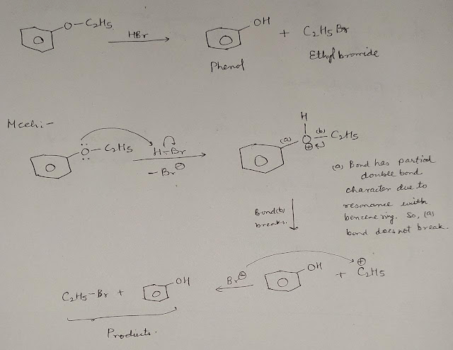 reaction of ethoxybenzene with HBr,
