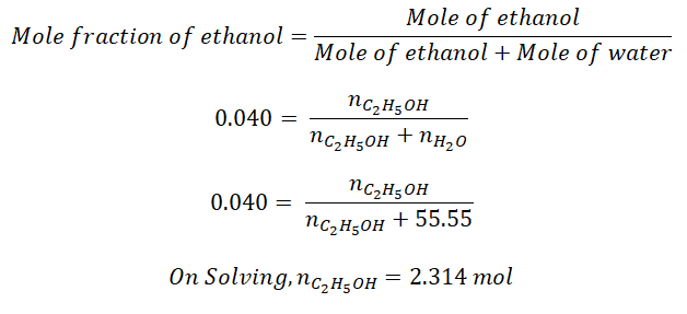 mole fraction of ethanol